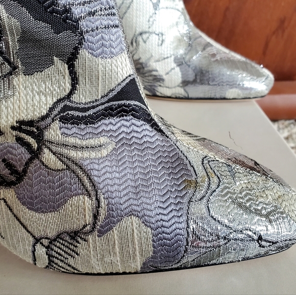 NIB POUR LA VICTOIRE Rickie Brocade Steel Grey High Heel Ankle Boots sz 10 - Picture 11 of 16